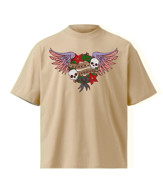Happy holiday embroidery design Premium Oversized T-Shirt