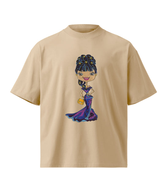 Garotas Modelos embroidery design Premium Oversized T-Shirt