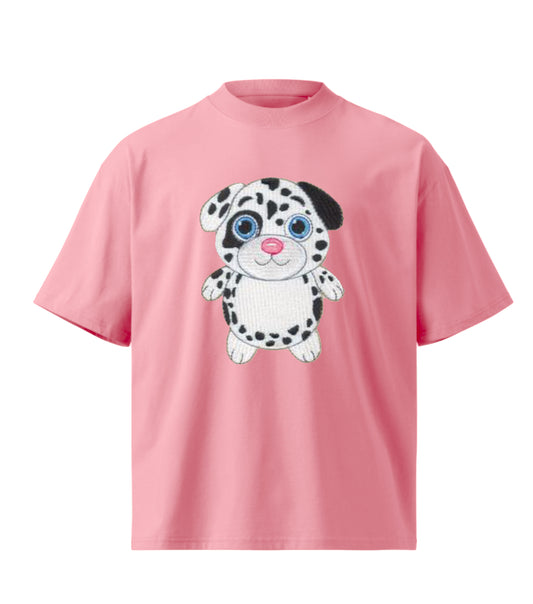 cute little puppy  embroidery design Premium Oversized T-Shirt