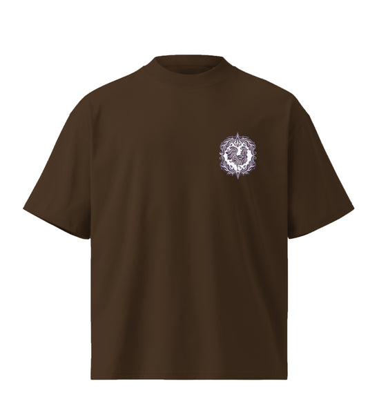 Damask Rooster embroidery design Premium Oversized T-Shirt