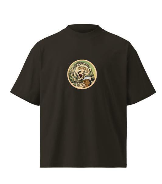 Beer  embroidery design Premium Oversized T-Shirt