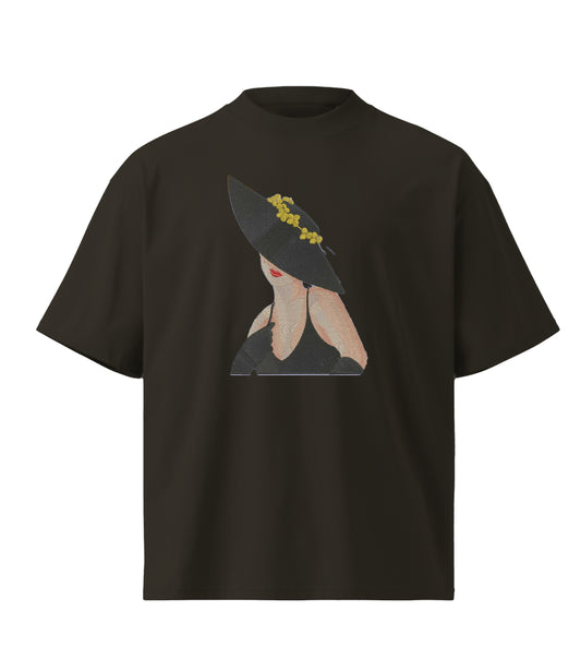 Pretty girl  embroidery design Premium Oversized T-Shirt