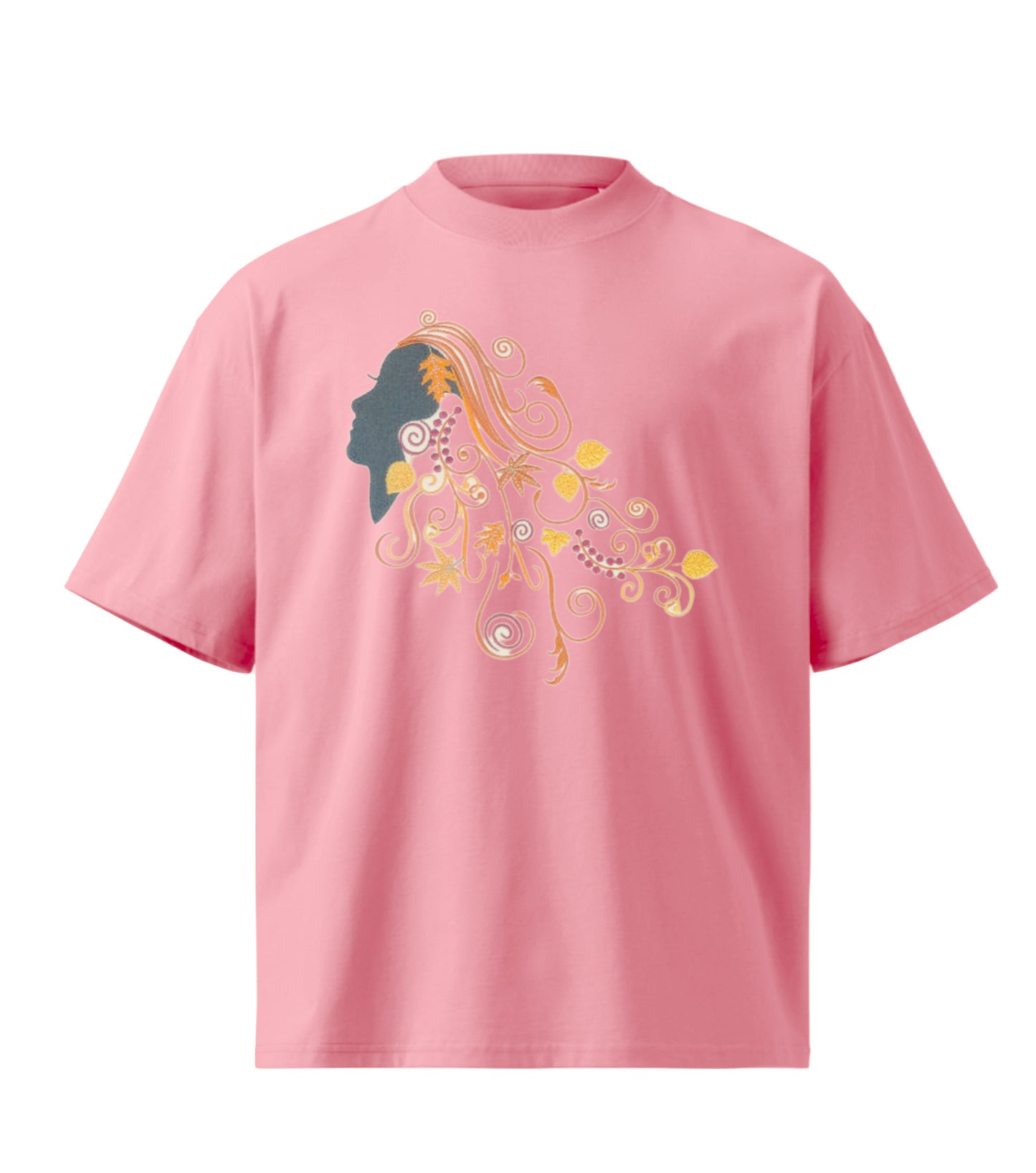 Autumn face embroidery design Premium Oversized T-Shirt in 210 GSM Cotton
