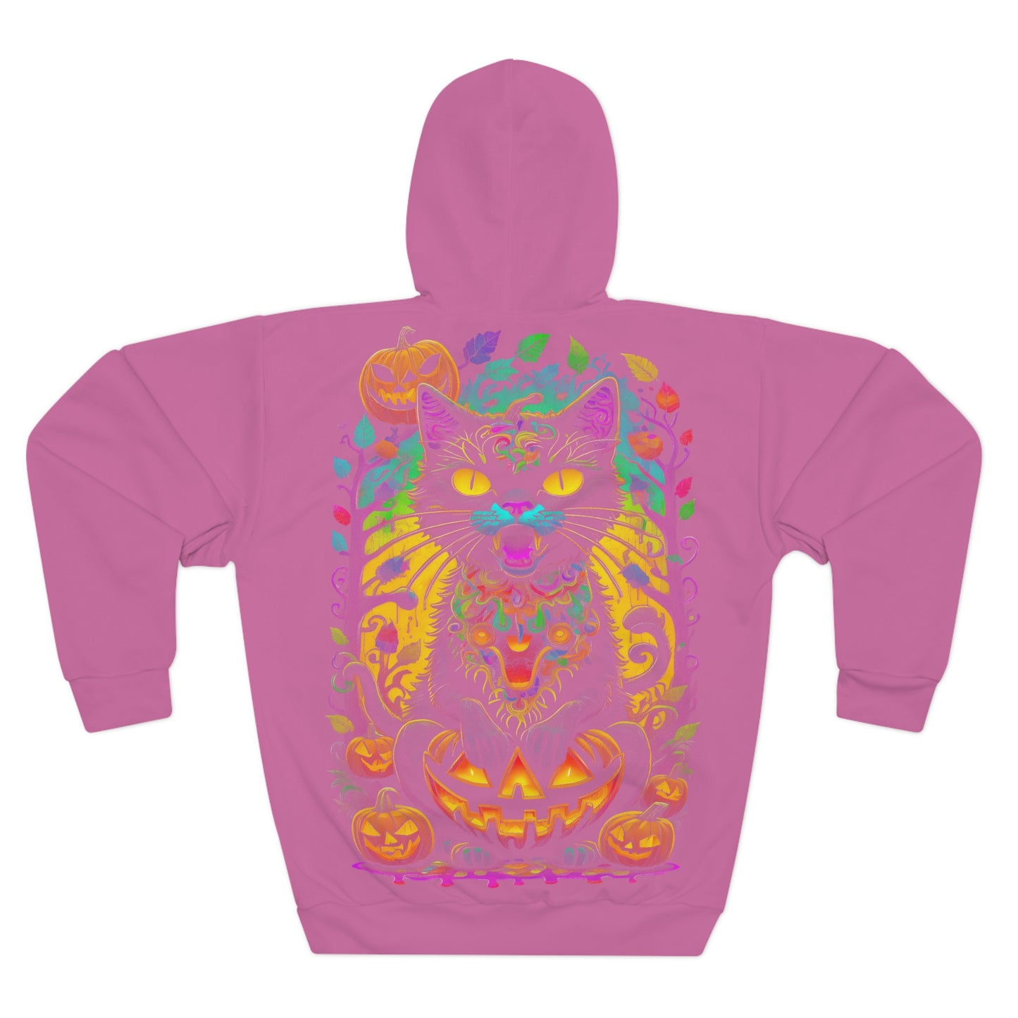 Psychedelic-style graphic black cat sitting Hoodie