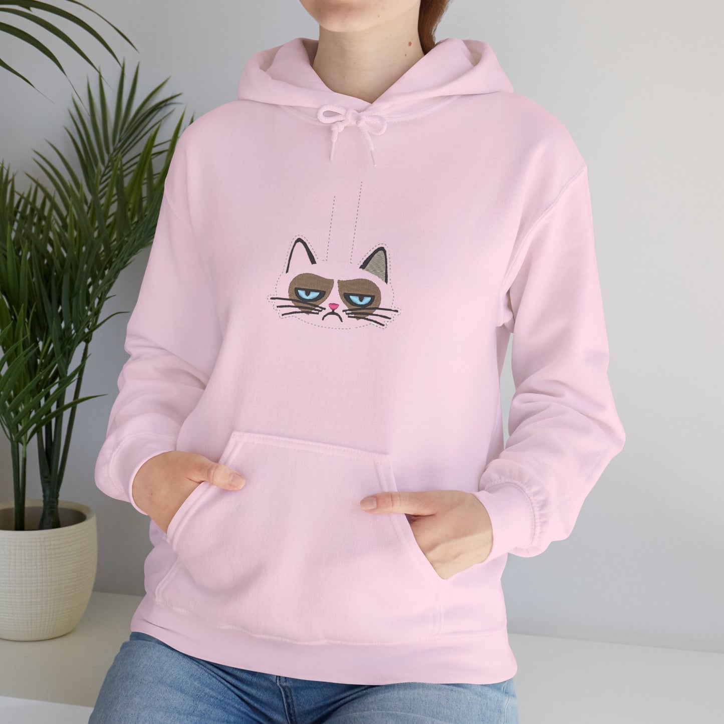 Grumpy Cat Loves K Pop. Korean Embroidery Design hoodie