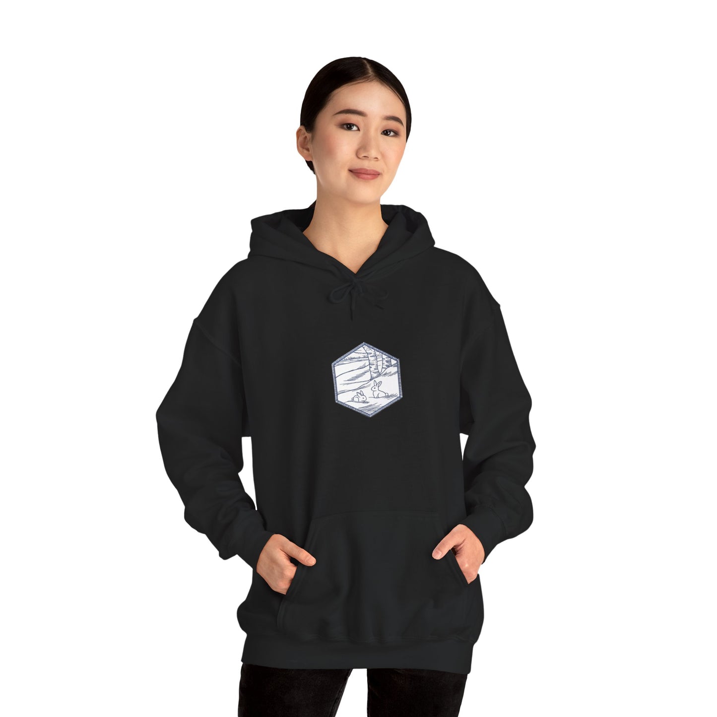 Hexagon Winter Scene Coaster  Embroidery Design hoodie