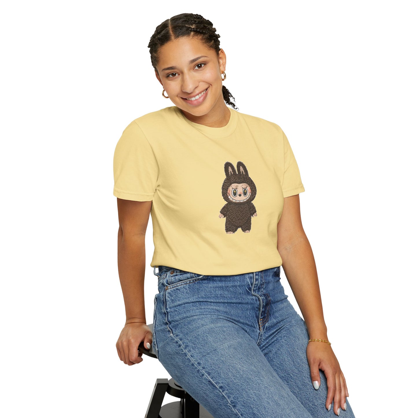Cute Bunny Character Embroidered T-Shirt – Oversized Premium Cotton