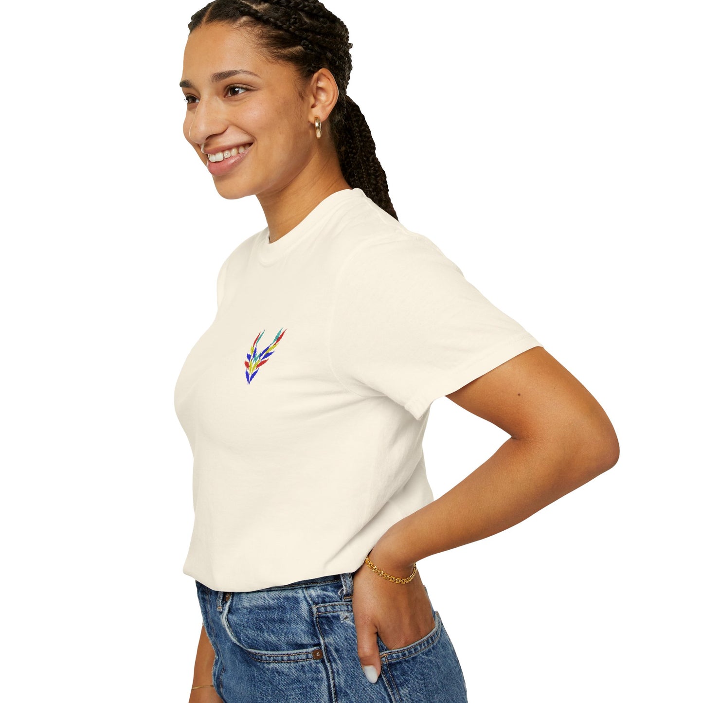 Premium Cotton T-Shirt with Colorful Chest Embroidery