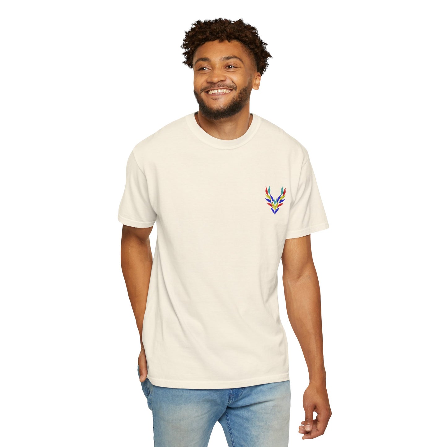 Premium Cotton T-Shirt with Colorful Chest Embroidery