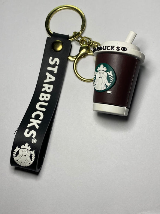 Coffee Cup Brand Keychain with Wrist Strap