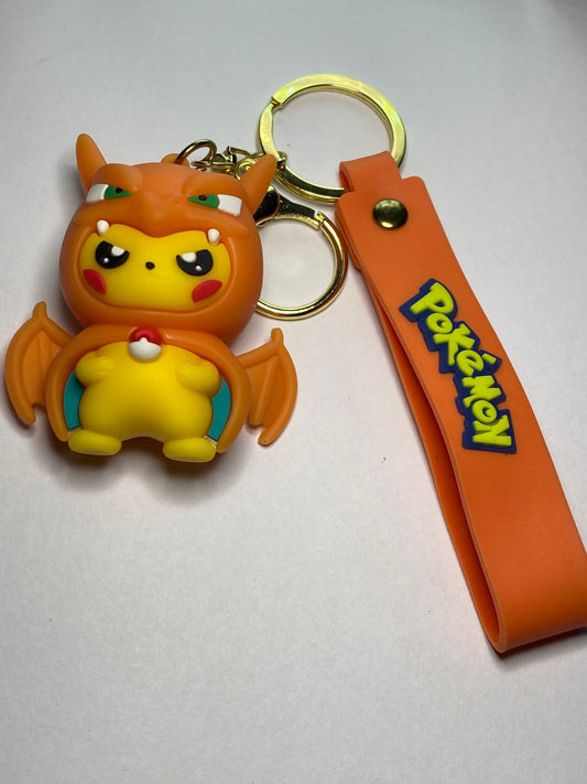 Pikachu in Charizard Costume Keychain