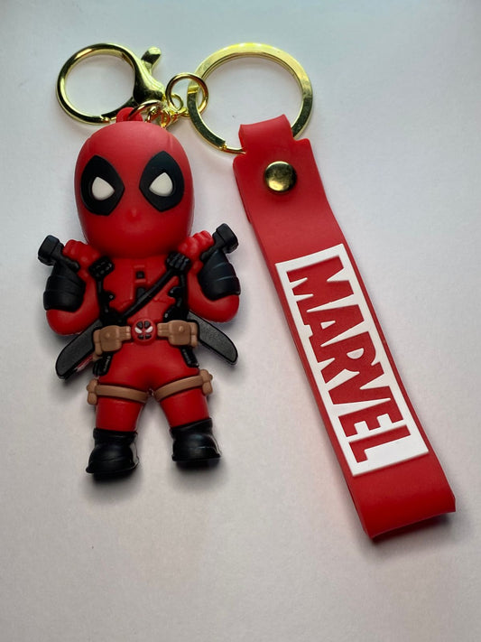 Official Marvel Deadpool 3D Character Keychain with Logo Strap
