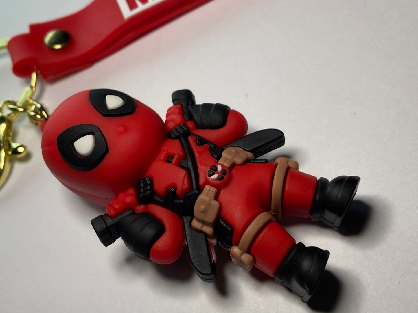 Official Marvel Deadpool 3D Character Keychain with Logo Strap
