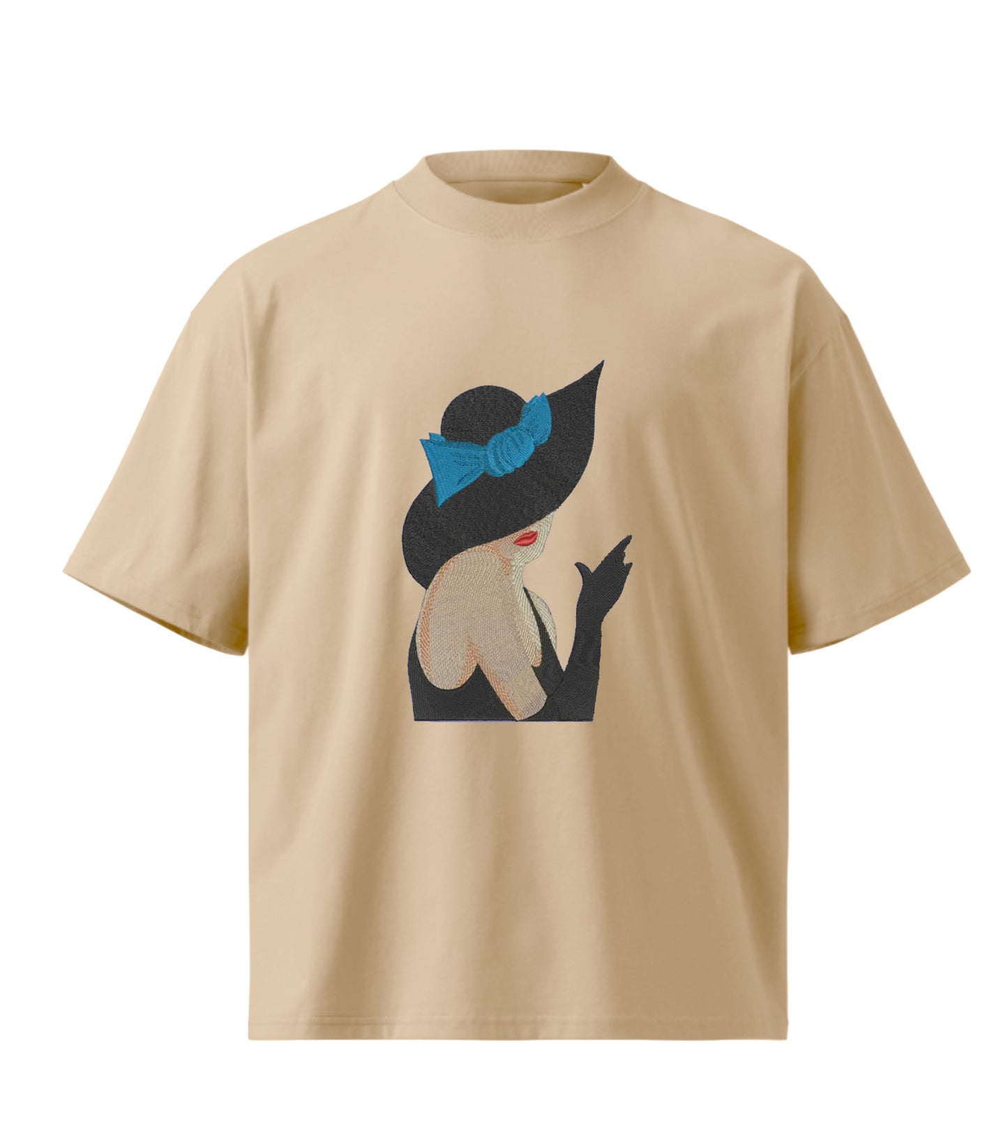 Girl cap  embroidery design Premium Oversized T-Shirt
