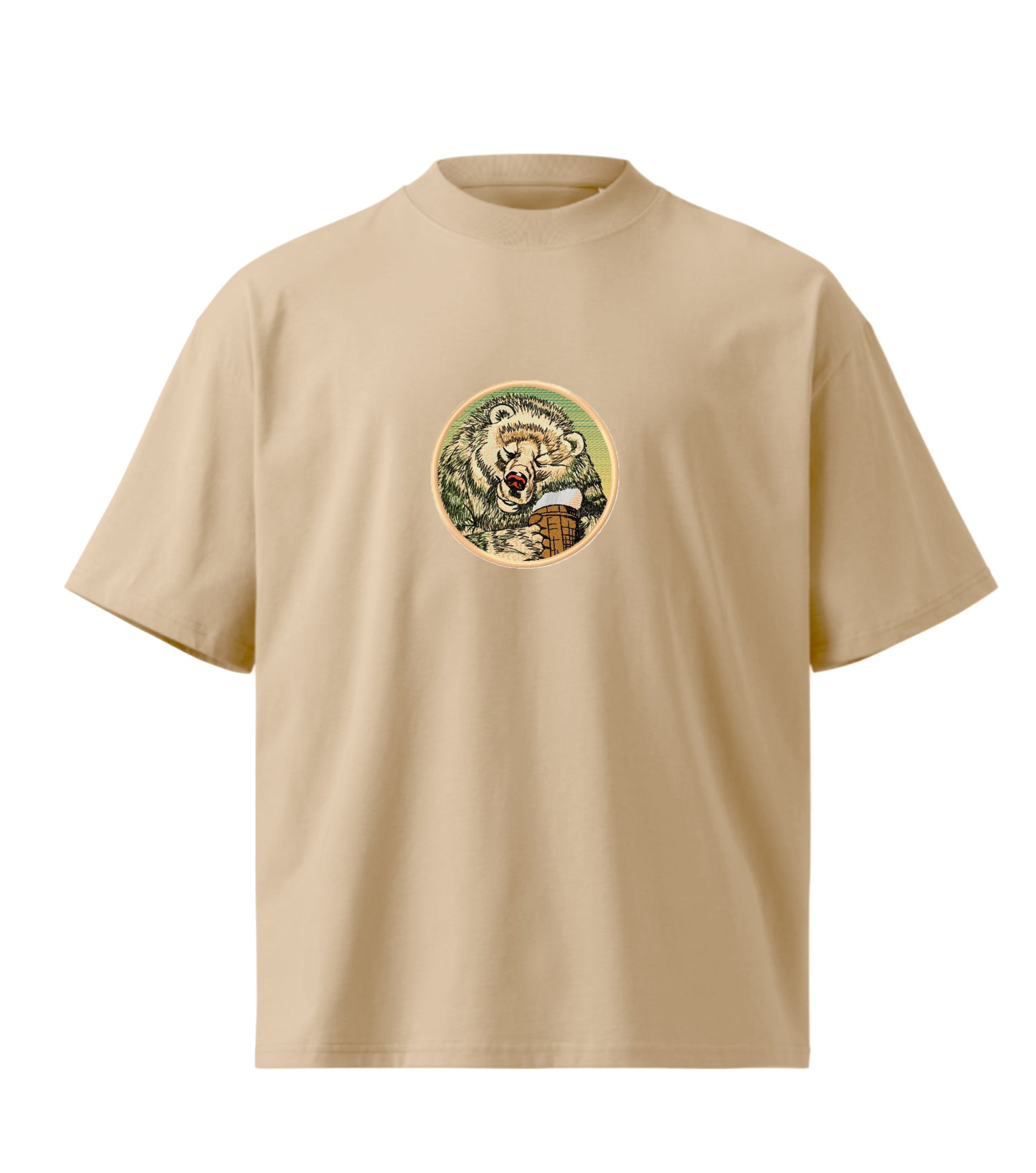 Beer  embroidery design Premium Oversized T-Shirt