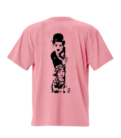 Charlie chaplin Premium embroidery design Oversized T-Shirt