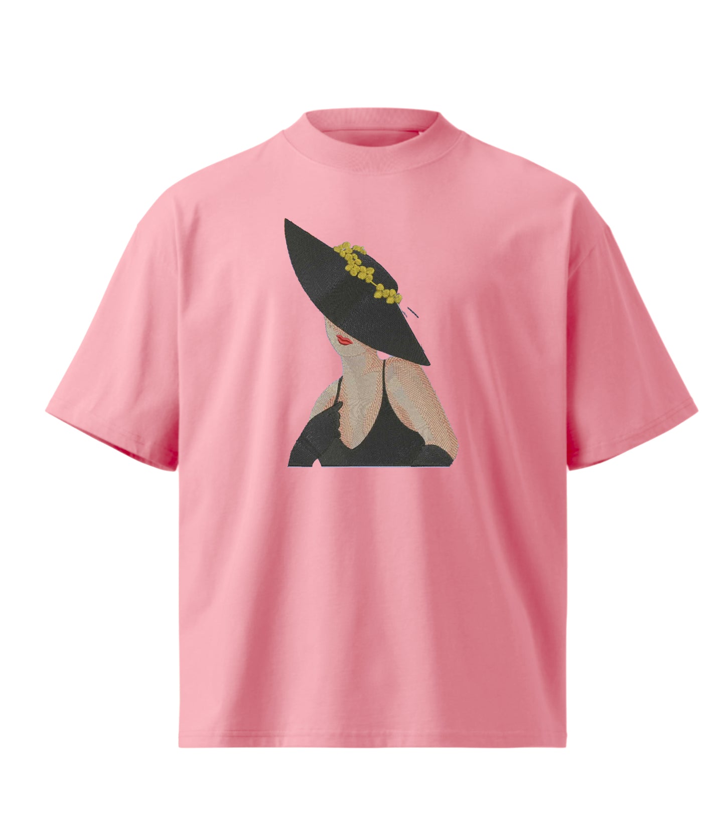 Pretty girl  embroidery design Premium Oversized T-Shirt