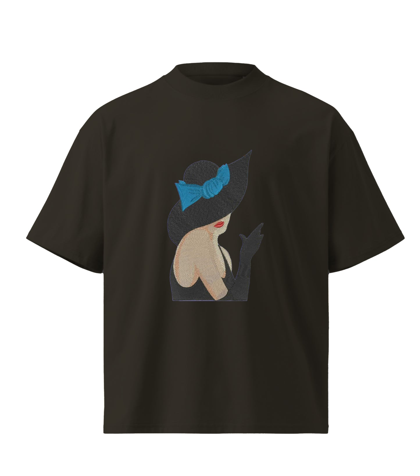 Girl cap  embroidery design Premium Oversized T-Shirt