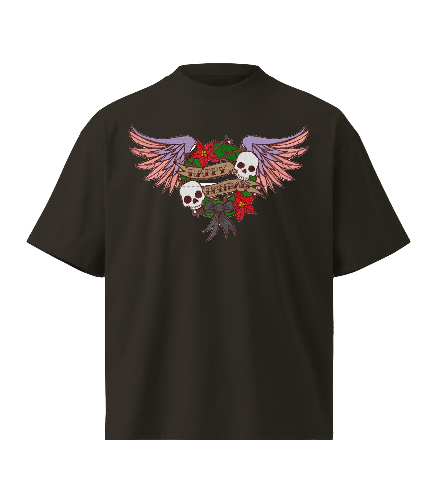 Happy holiday embroidery design Premium Oversized T-Shirt