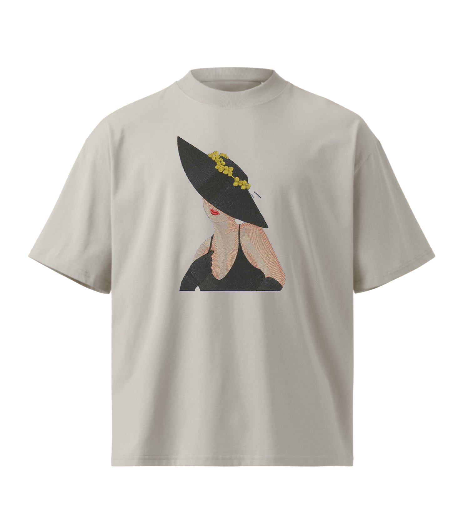 Pretty girl  embroidery design Premium Oversized T-Shirt