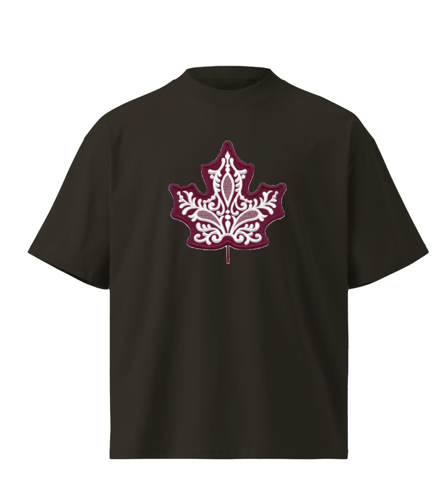 Exquisite Maple Leaf  embroidery design Premium Oversized T-Shirt