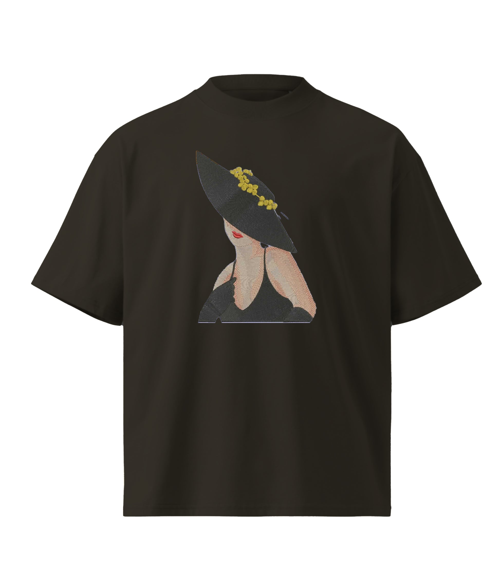 Pretty girl  embroidery design Premium Oversized T-Shirt