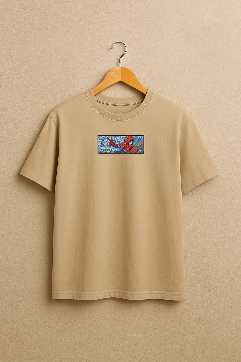 Spiderman Rectangle Embroidery Design premium oversized t-shirt