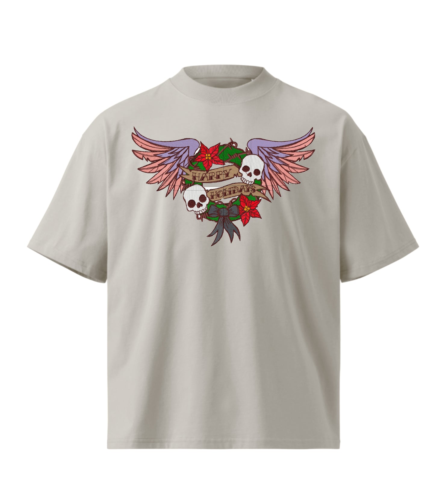 Happy holiday embroidery design Premium Oversized T-Shirt
