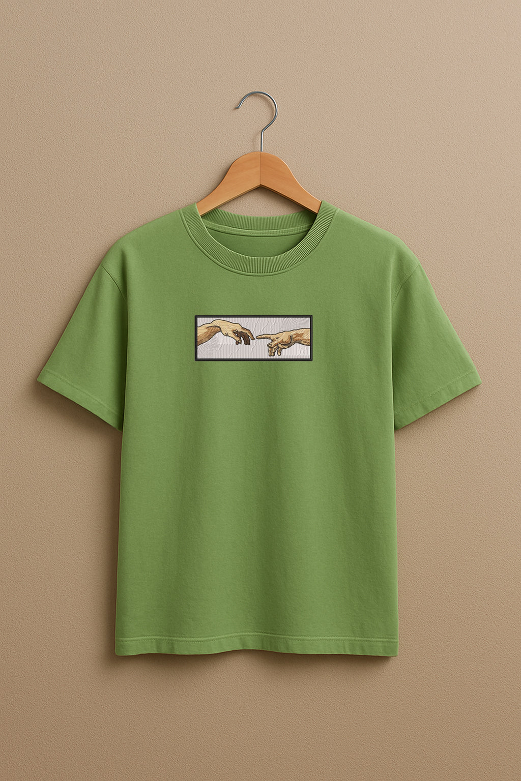 Hands of God and Adam Cross Stitch Pattern  embroidery design Premium Oversized T-Shirt