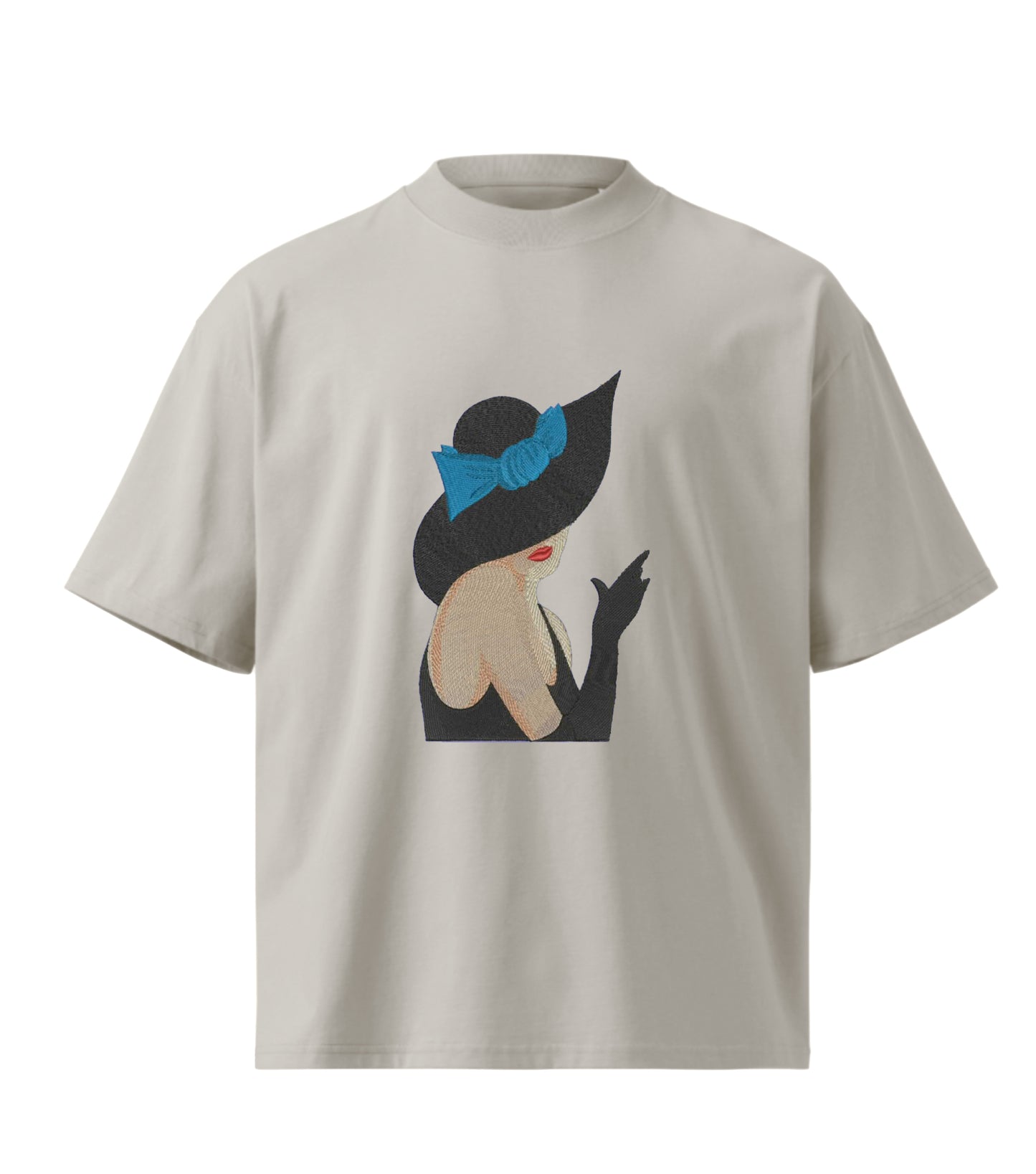 Girl cap  embroidery design Premium Oversized T-Shirt