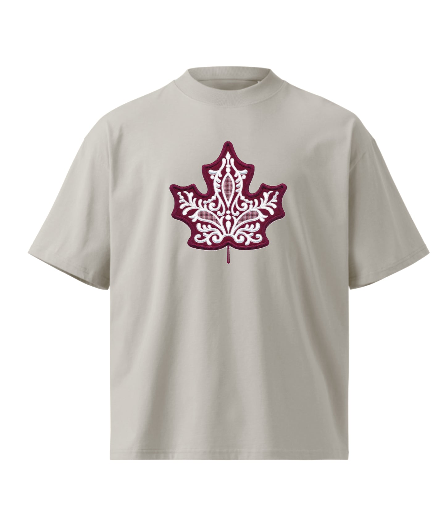 Exquisite Maple Leaf  embroidery design Premium Oversized T-Shirt
