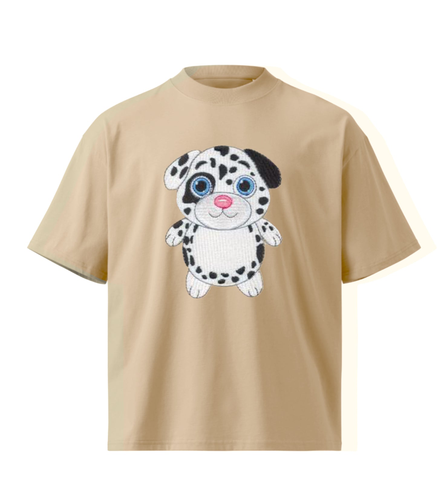 cute little puppy  embroidery design Premium Oversized T-Shirt