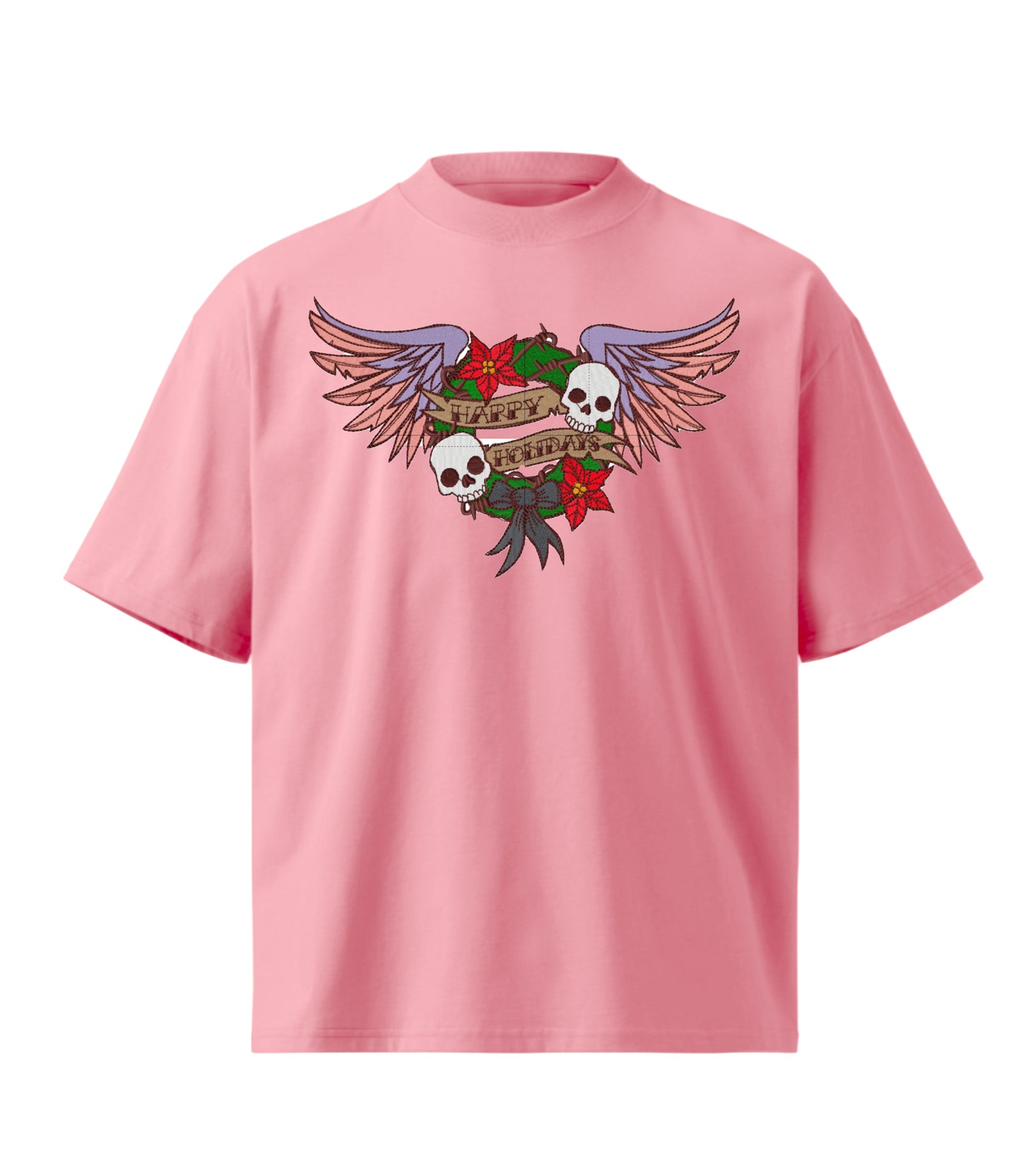Happy holiday embroidery design Premium Oversized T-Shirt