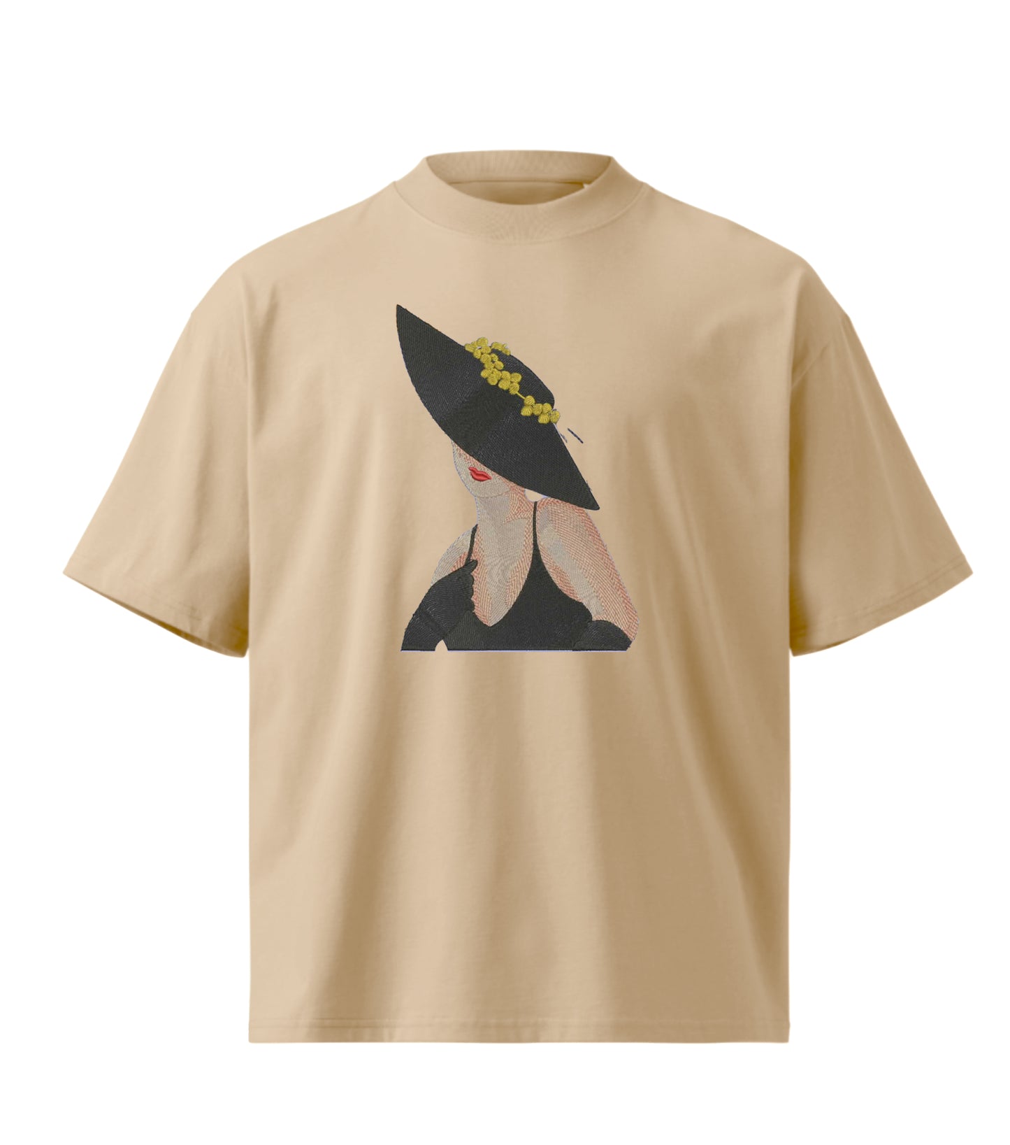 Pretty girl  embroidery design Premium Oversized T-Shirt