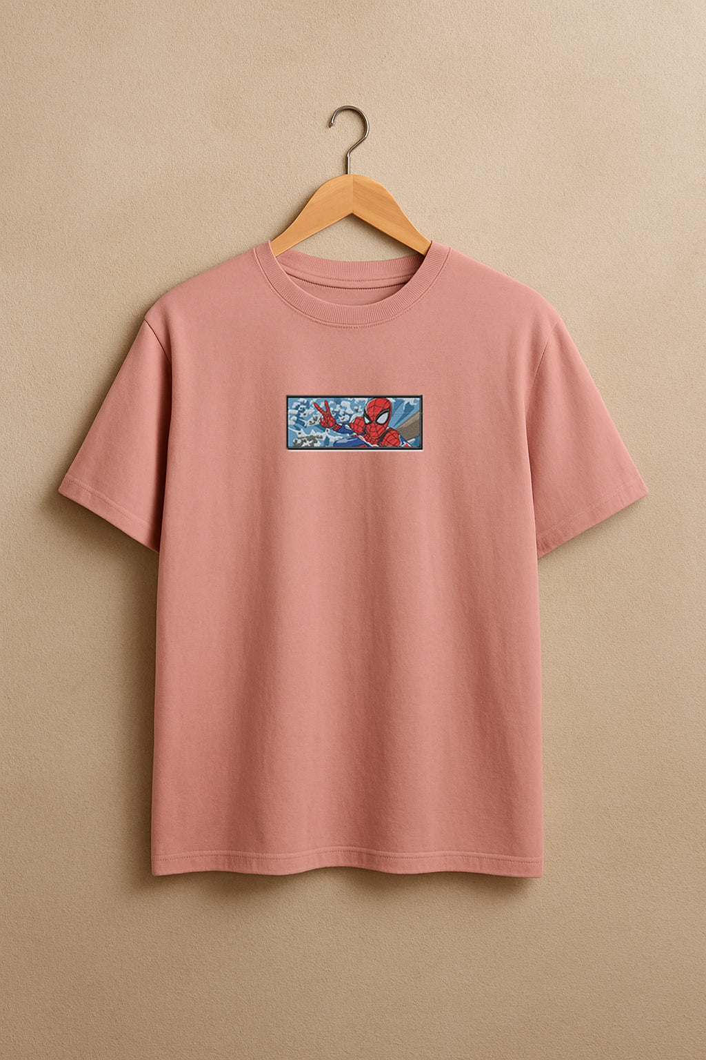 Spiderman Rectangle Embroidery Design premium oversized t-shirt