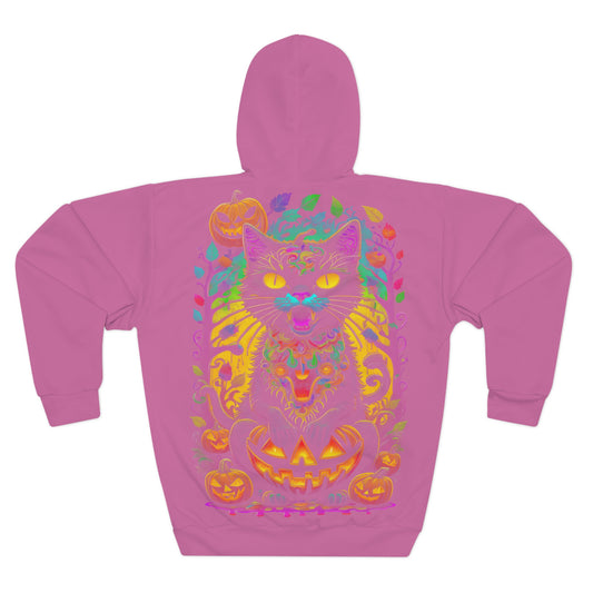 Psychedelic-style graphic black cat sitting Hoodie