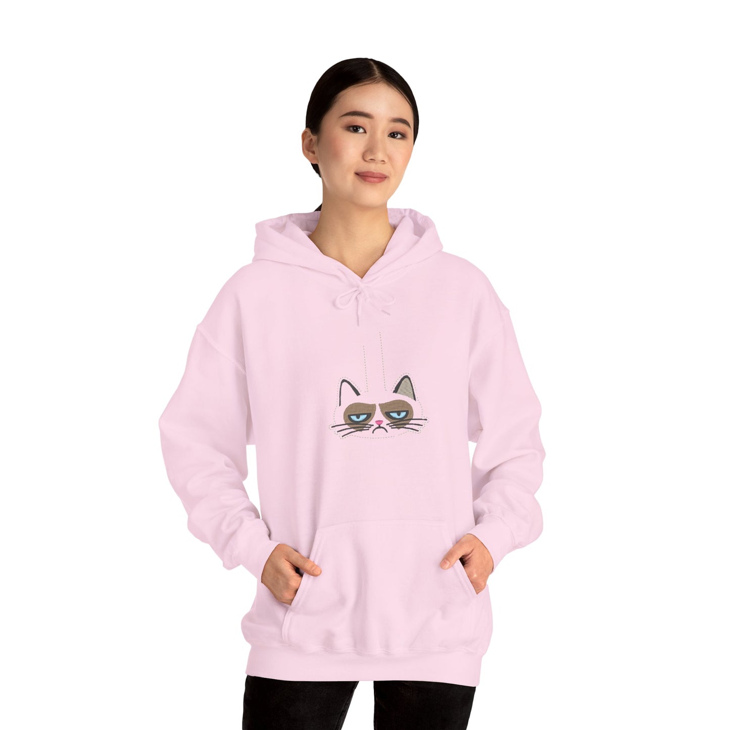 Grumpy Cat Loves K Pop. Korean Embroidery Design hoodie
