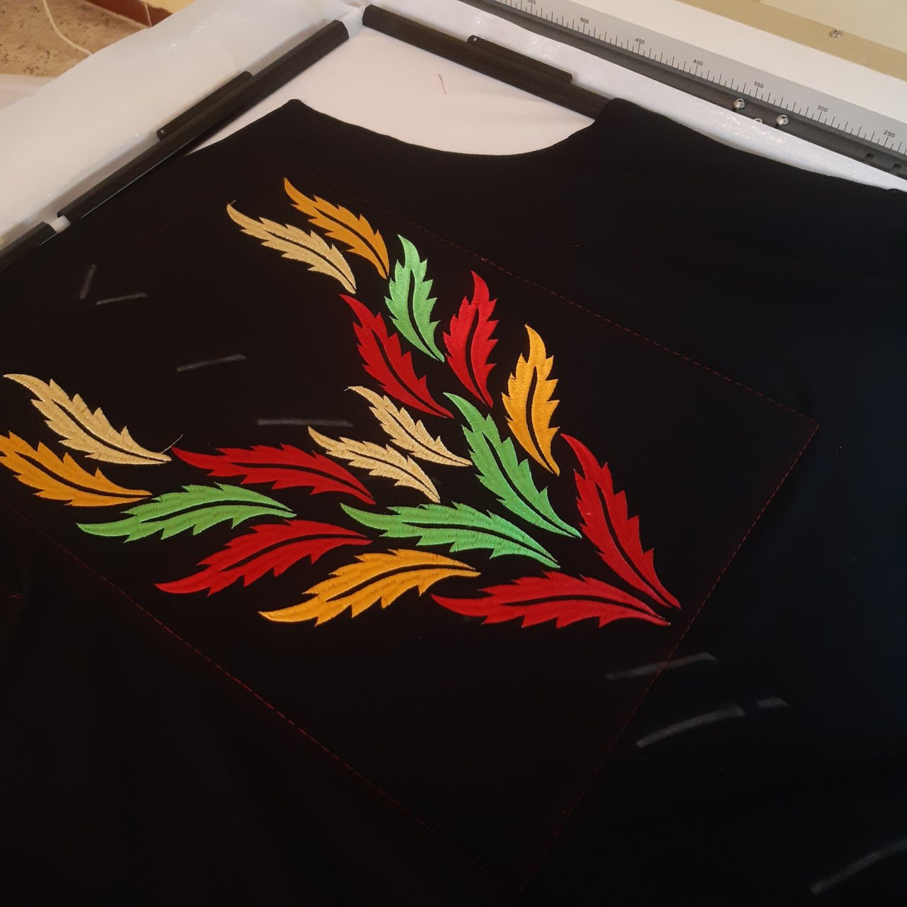 Premium Cotton T-Shirt with Colorful Chest Embroidery